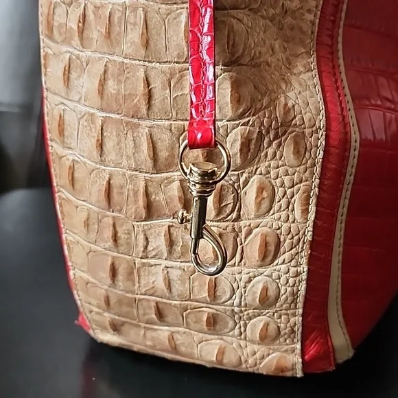 Brahmin Marianna Ember Fuego Genuine Croc Embossed Leather Shoulder Bag - Picture 5 of 12